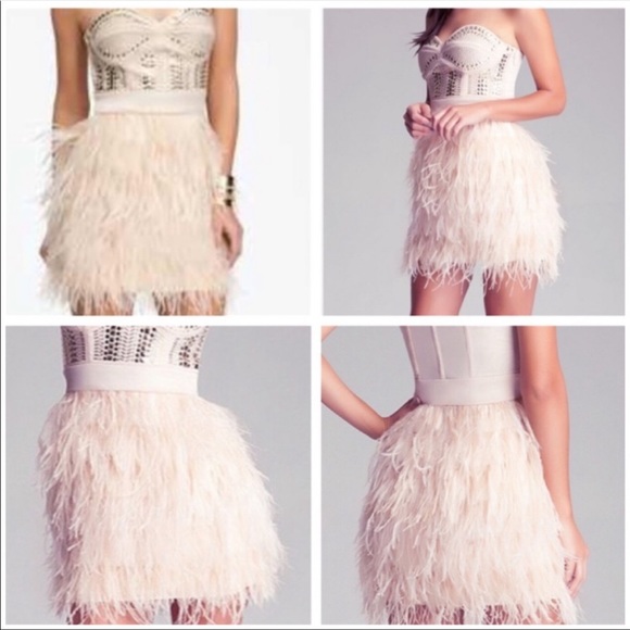 ARK & CO White Ostrich Feathers Studded Dress NWT - Picture 4 of 16
